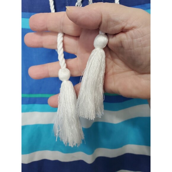 Chico's Zenergy Striped Lace-Up Tasseled Hooded Tencel Lyocell Tunic Size 3 (XL) - Picture 3 of 8